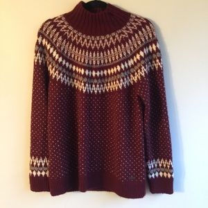 EDDIE BAUER WOMENS BURGUNDY FAIR AISLE SWEATER L